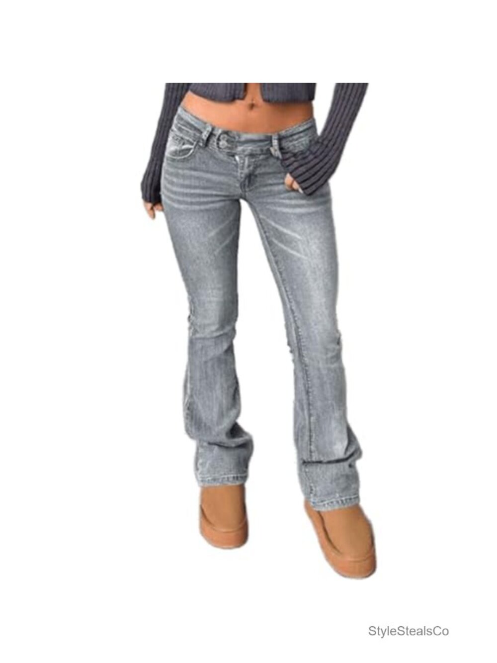 Women's Low Rise Stretch Bootcut Jeans Y2K Slim Fitted Flare Denim Pants 2000s